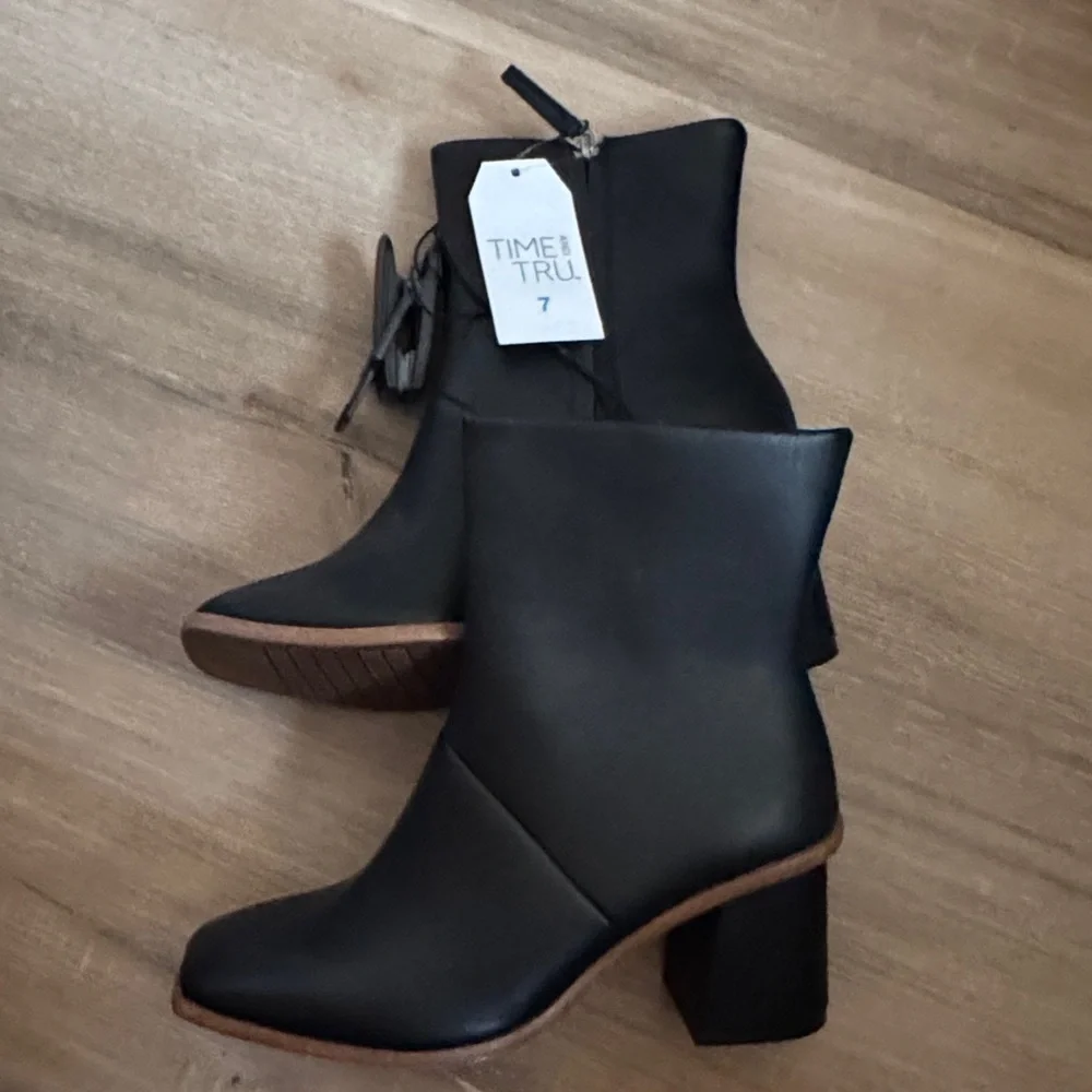 Time and Tru Black Ankle Booties
